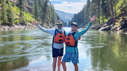 and his childhood best friend on the Main Salmon River in Idaho